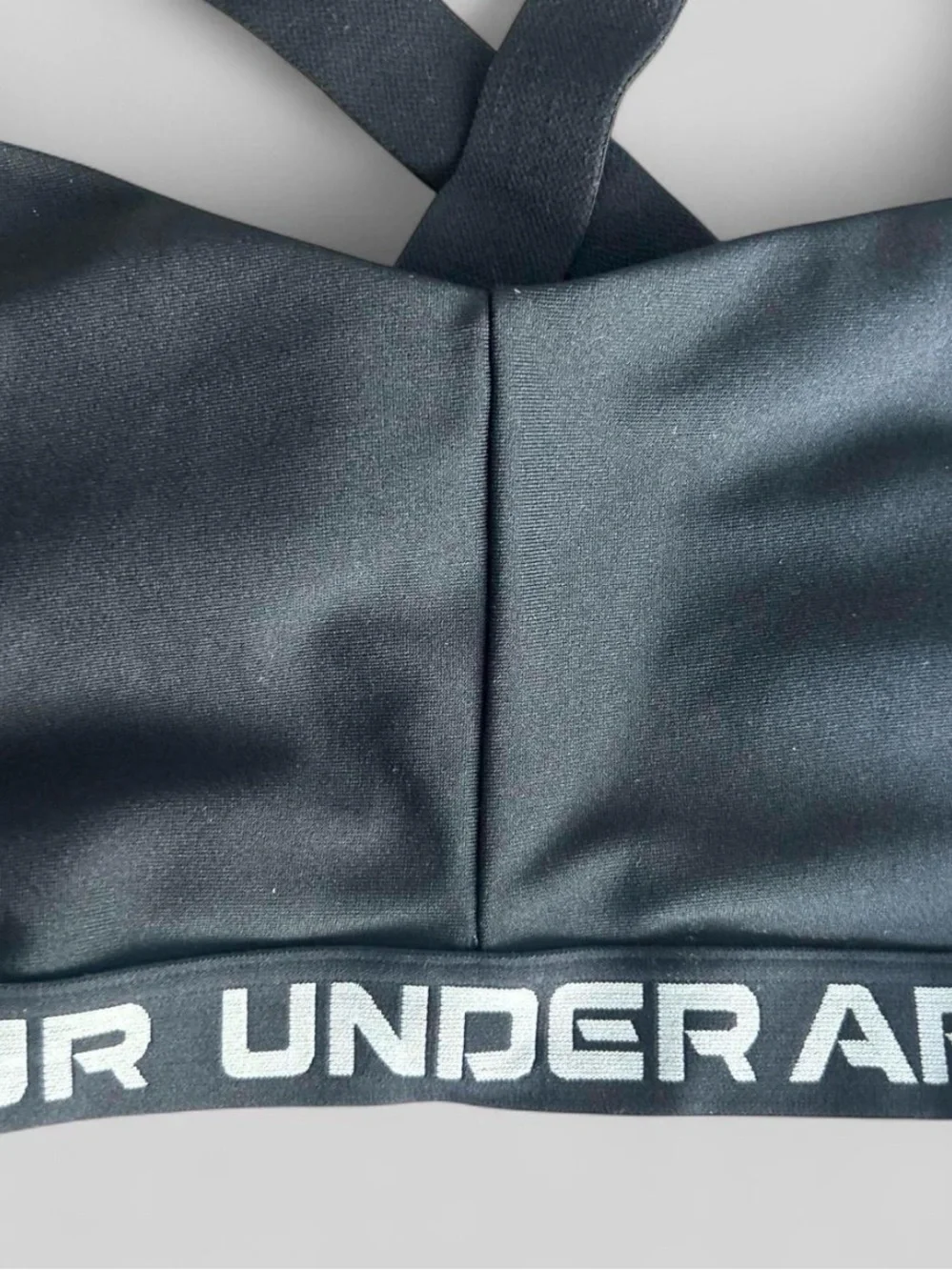 Under Armour Black Sports Bra with White Logo Straps